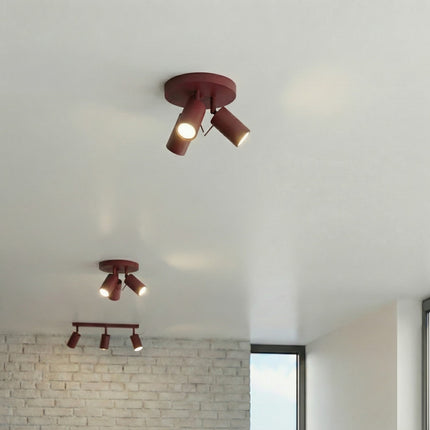Plafonnier Directionnelle 3 Spots LED Acier Bordeaux Orientable, mise en situation 3