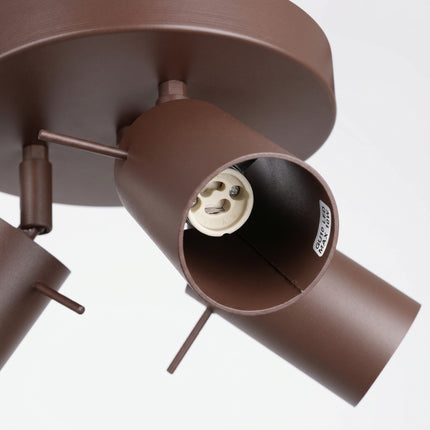 Plafonnier Directionnelle 3 Spots LED Acier Brun Chocolat Orientable, packshot de trois quarts