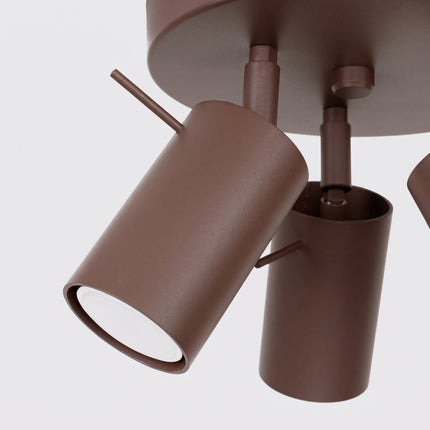 Plafonnier Directionnelle 3 Spots LED Acier Brun Chocolat Orientable, détail de la finition