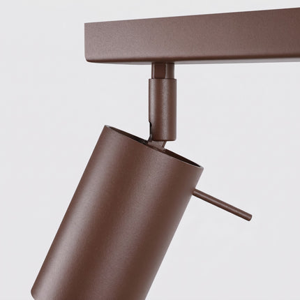 Plafonnier Directionnelle 3 Spots LED Acier Brun Chocolat Orientable, détail de la fixation