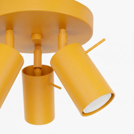 Plafonnier Directionnelle 3 Spots LED Acier Jaune Ambré Orientable, détail de la finition