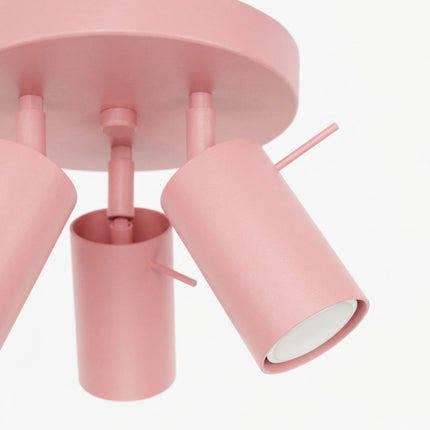 Plafonnier Directionnelle 3 Spots LED Acier Rose Poudré Orientable, détail de la finition