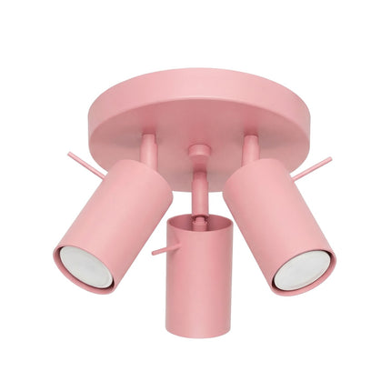 Plafonnier Directionnelle 3 Spots LED Acier Rose Poudré Orientable, packshot sur fond blanc