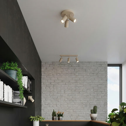 Plafonnier Directionnelle 3 Spots LED Acier Taupe Orientable, mise en situation