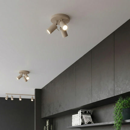 Plafonnier Directionnelle 3 Spots LED Acier Taupe Orientable, mise en situation 2
