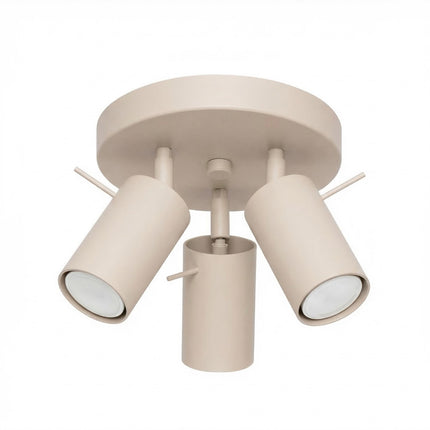 Plafonnier Directionnelle 3 Spots LED Acier Taupe Orientable, packshot sur fond blanc