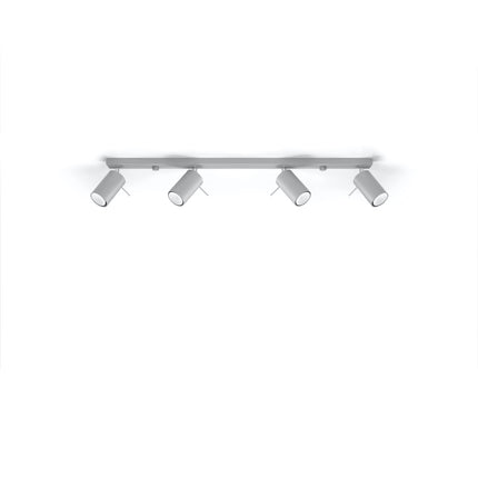Plafonnier directionnelle 4 spots orientables barre gris posé dans un intérieur contemporain