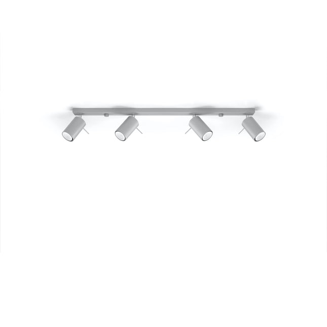 Plafonnier directionnelle 4 spots orientables barre gris posé dans un intérieur contemporain