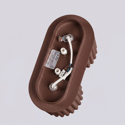 Plafonnier Double Aura 2 Aluminium Cannelé Brun Chocolat GU10, vue sur fond coloré