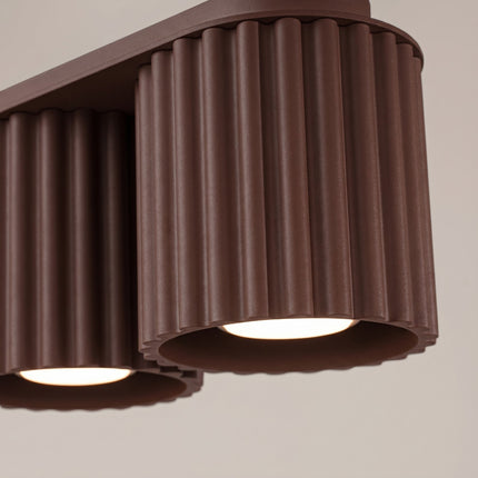 Plafonnier Double Aura 2 Aluminium Cannelé Brun Chocolat GU10, vue de détail