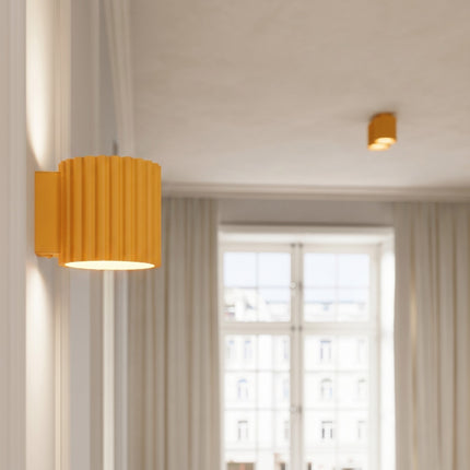 Plafonnier Double Aura 2 Aluminium Cannelé Jaune Ambré GU10, mise en situation 3