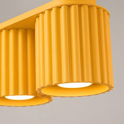 Plafonnier Double Aura 2 Aluminium Cannelé Jaune Ambré GU10, vue de détail