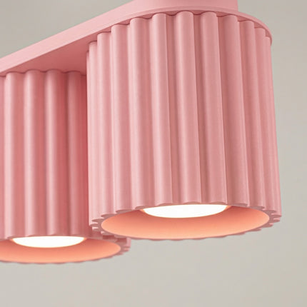 Plafonnier Double Aura 2 Aluminium Cannelé Rose Poudré GU10, vue de détail