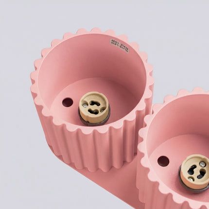 Plafonnier Double Aura 2 Aluminium Cannelé Rose Poudré GU10, packshot de trois quarts