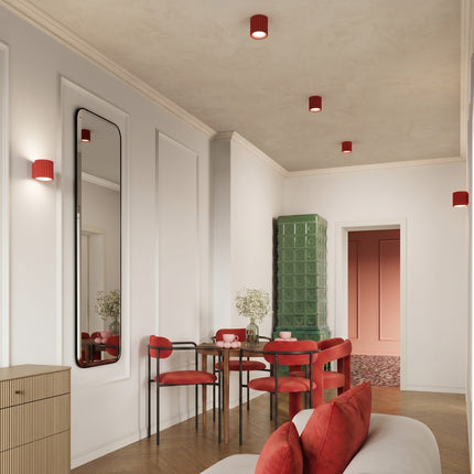 Plafonnier Double Aura 2 Aluminium Cannelé Rouge Vif GU10, mise en situation 2