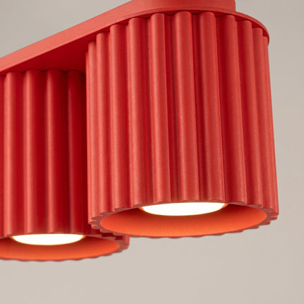 Plafonnier Double Aura 2 Aluminium Cannelé Rouge Vif GU10, vue de détail