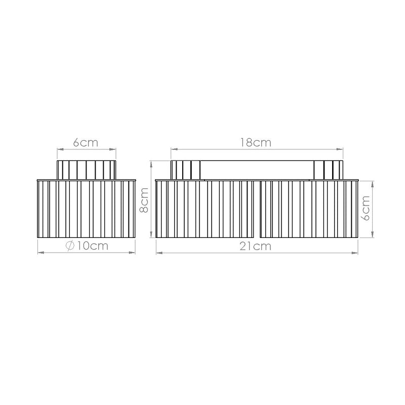 Dimensions Plafonnier Double Spot Aura Aluminium Cannelé Vert Olive GX53