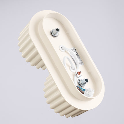 Embase ovale du plafonnier Aura beige avec bornier et câblage pour raccordement au plafond