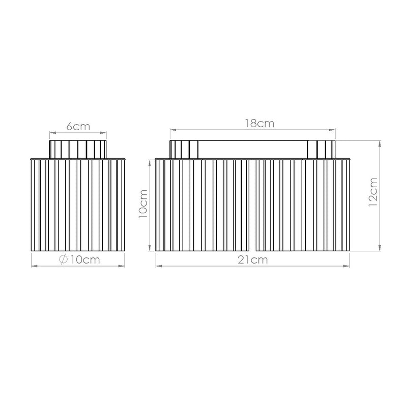 Dimensions Plafonnier Double Spot Aura Aluminium Cannelé Noir GU10
