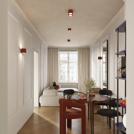 Schéma de montage au plafond du plafonnier double Aura, étapes de raccordement et fixation