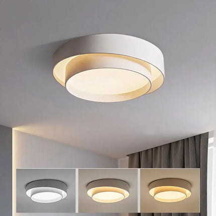 Plafonnier LED double cercle blanc et ses trois températures de lumière