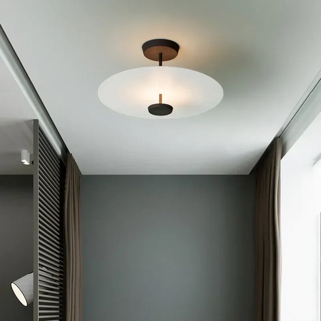 Plafonnier double cercle en métal moderne monté au plafond