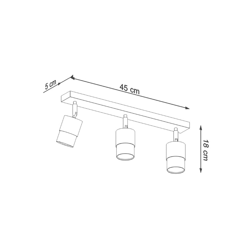 Dimensions Double Cylinder Ceiling Light with 3 Adjustable Spotlights Black/Gold Steel
