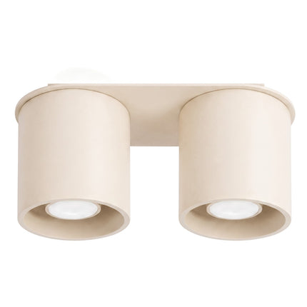 Plafonnier Double Cylindre LED beige clair, packshot sur fond blanc