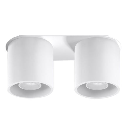 Plafonnier double cylindre en aluminium blanc mat sur fond neutre
