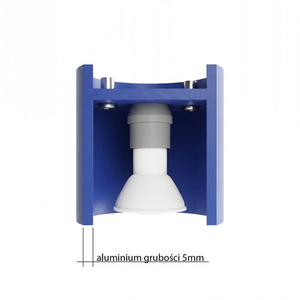 Plafonnier Double Cylindre LED bleu outremer, mécanisme et platine de montage