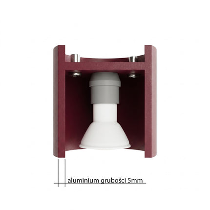 Plafonnier Double Cylindre LED bordeaux, mécanisme et platine de montage
