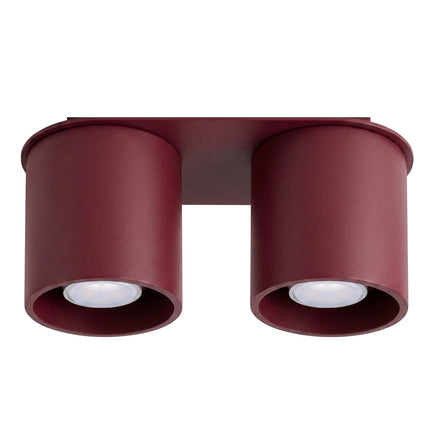 Plafonnier Double Cylindre LED bordeaux, packshot sur fond blanc