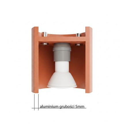 Plafonnier Double Cylindre LED ocre rouge, mécanisme et platine de montage
