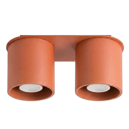Plafonnier Double Cylindre LED ocre rouge, packshot sur fond blanc