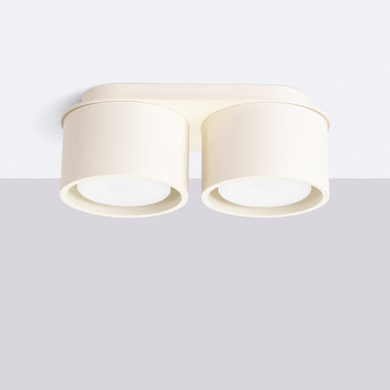 Plafonnier double Pastille beige, vue en situation