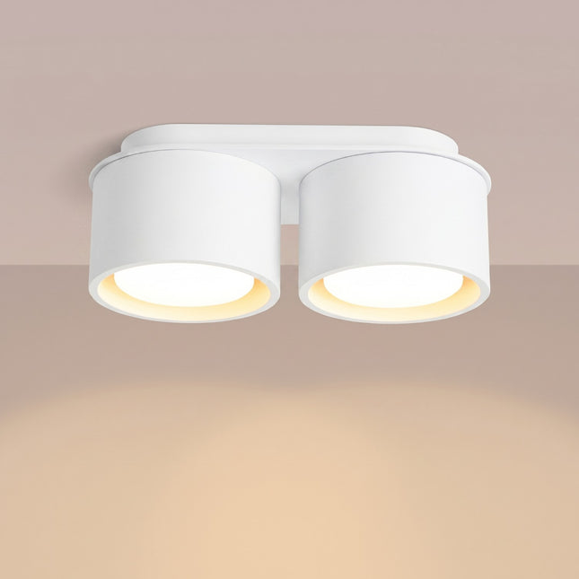 Plafón de doble Pastilla blanco, luz encendida
