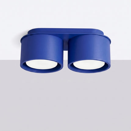 Plafonnier double Pastille bleu outremer, vue en situation