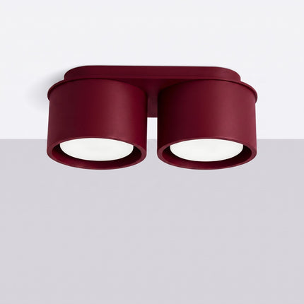 Plafonnier double Pastille bordeaux, vue en situation