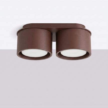 Plafonnier double Pastille brun chocolat, vue en situation