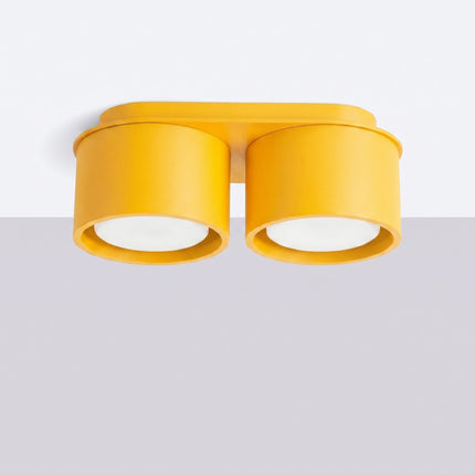 Plafonnier double Pastille jaune ambré, vue en situation