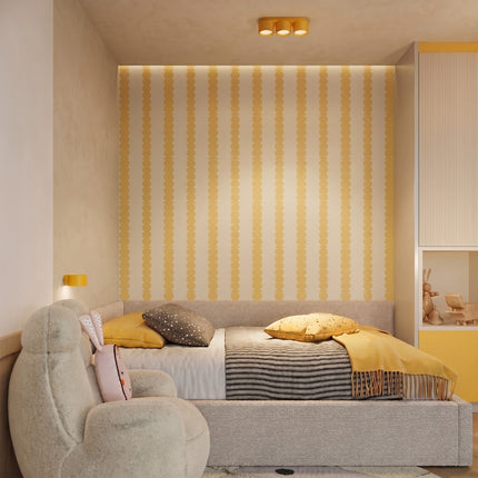 Plafonnier double Pastille jaune ambré, vue d'ambiance