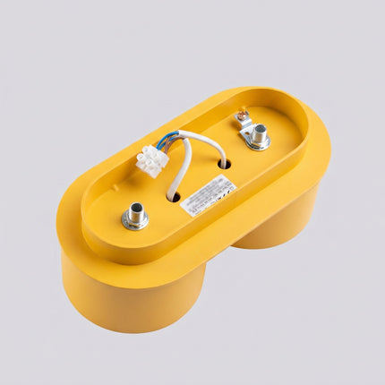 Plafonnier double Pastille jaune ambré, détail de la finition