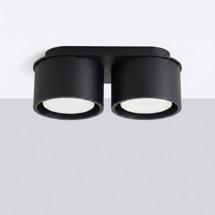 Plafonnier double Pastille noir, vue en situation