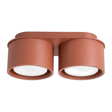 Plafonnier Double Pastille en Aluminium Rouge Ocre (GX53), packshot sur fond blanc