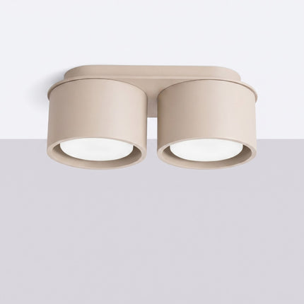 Plafonnier double Pastille taupe, vue en situation
