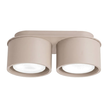 Plafonnier double Pastille taupe, packshot sur fond blanc