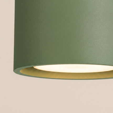 Plafonnier double Pastille vert olive, vue de détail
