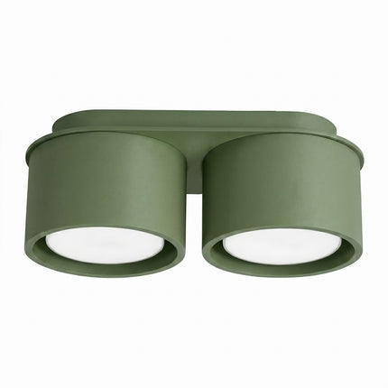 Plafonnier double Pastille vert olive, packshot sur fond blanc