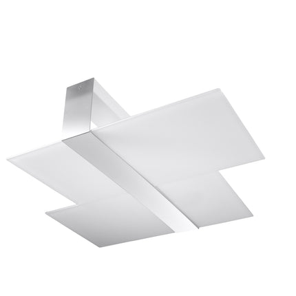 Plafonnier Double Plaque en Verre et Chrome sur fond neutre