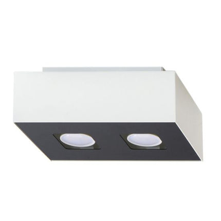 Plafonnier Double Raffiné blanc en acier blanc mat sur fond neutre